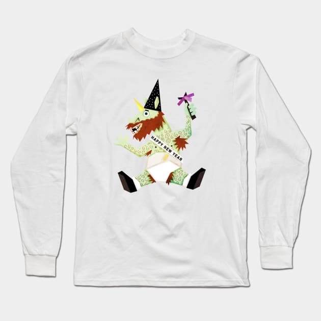 Happy New Year Unicorn Long Sleeve T-Shirt by Thatssounicorny